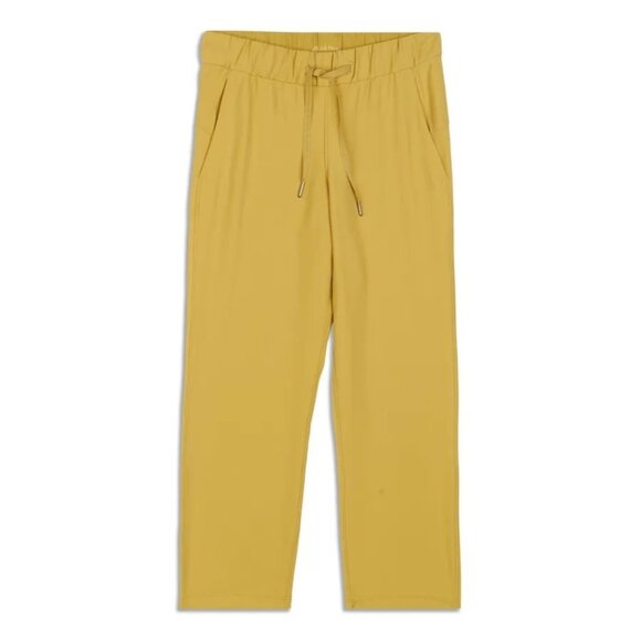 Lululemon On the Fly 7/8 Pant Size 4 Vintage Gold Mustard Yellow Woven - Picture 10 of 10